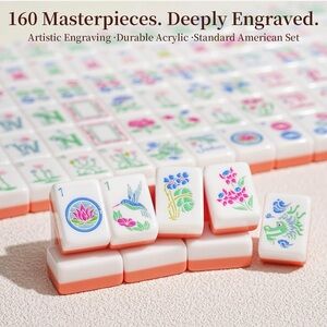 #Mahjong Tiles Set Coral Lotus Edition